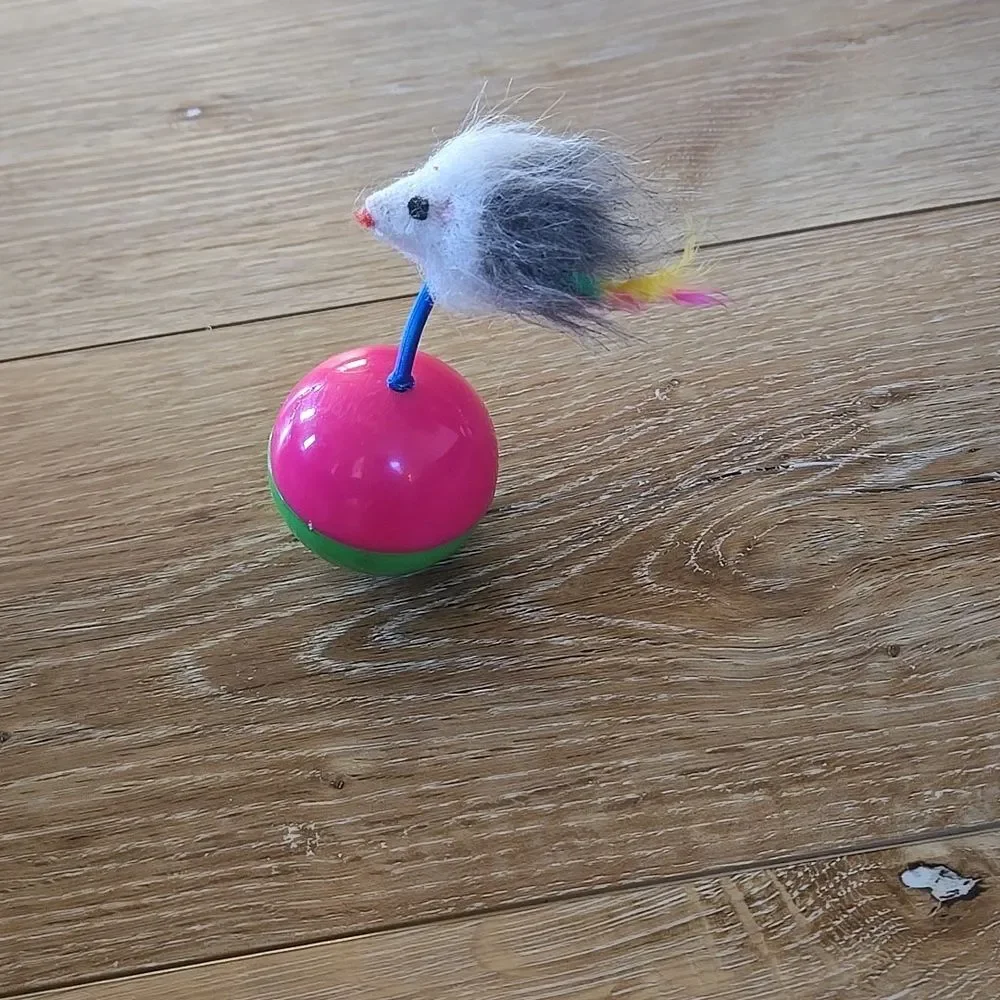 Interactive Furry Toy for Small Pets Pink Feather Toys Cat Kitty Colorful